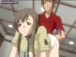 Anime kindje geniet een anaal dildo
