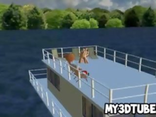 Foxy 3d multene blondīne skaistule izpaužas fucked par a laiva
