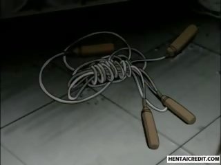 Tied up hentai prawan gets fucked